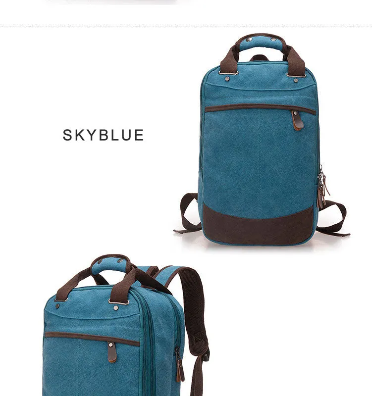 Men's Canvas Backpack - Blue,Sky Blue,Coffee,Khaki