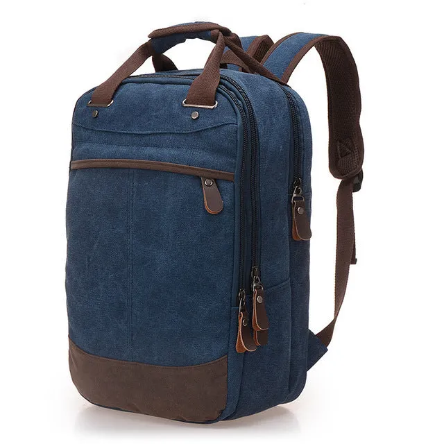 Men's Canvas Backpack - Blue,Sky Blue,Coffee,Khaki