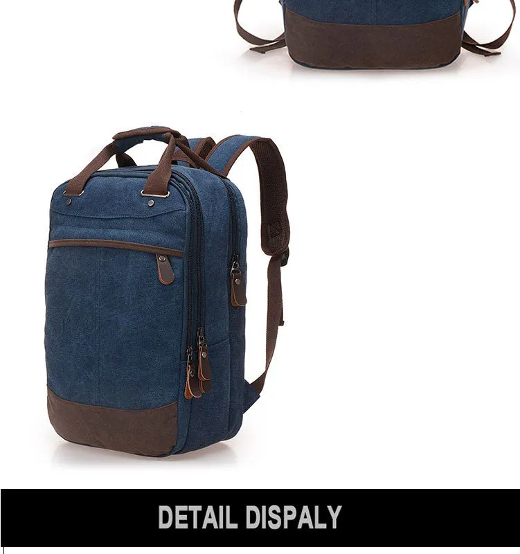 Men's Canvas Backpack - Blue,Sky Blue,Coffee,Khaki