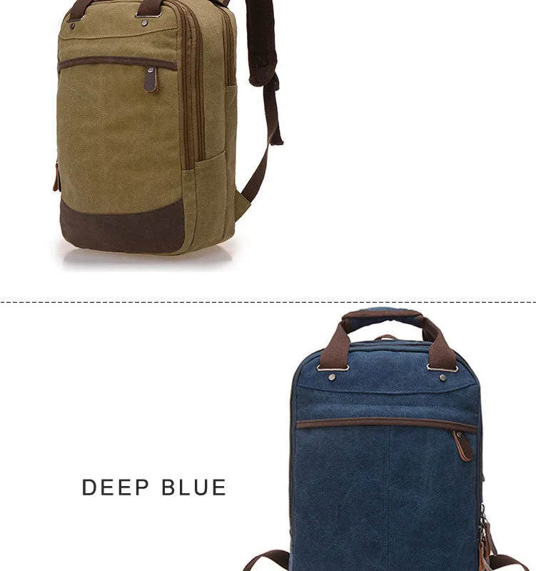 Men's Canvas Backpack - Blue,Sky Blue,Coffee,Khaki