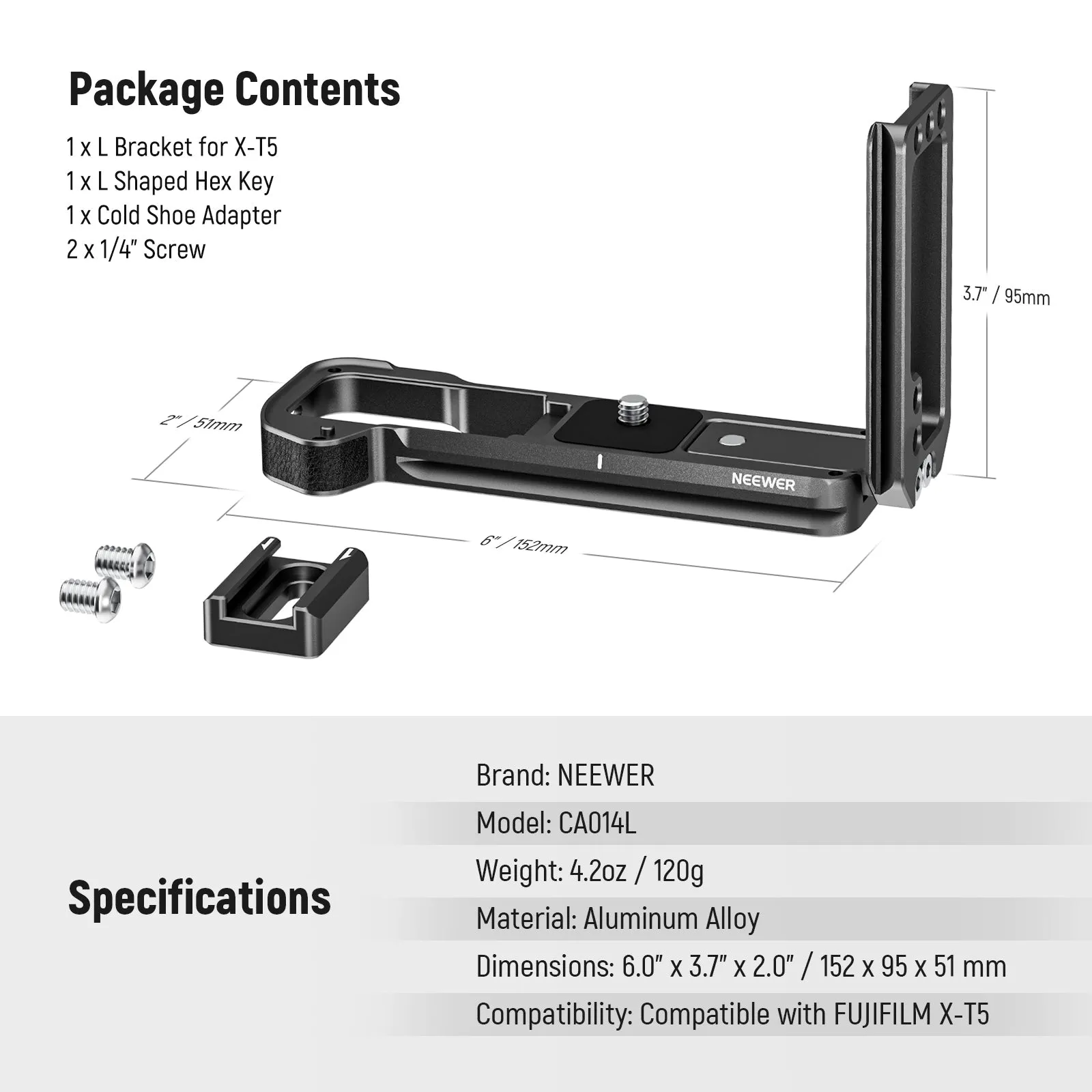 NEEWER CA014L X-T5 L Bracket Compatible with FUJIFILM X-T5