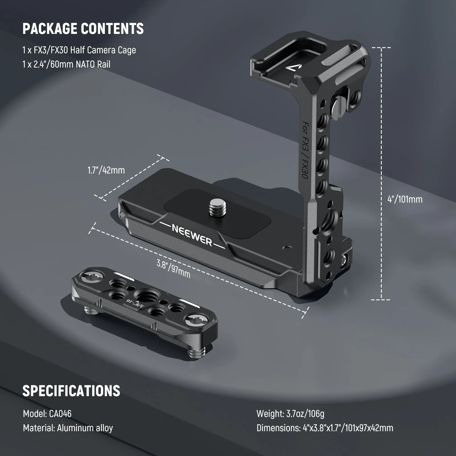 NEEWER CA046 Aluminum Alloy Half Camera Cage for Sony FX3/FX30