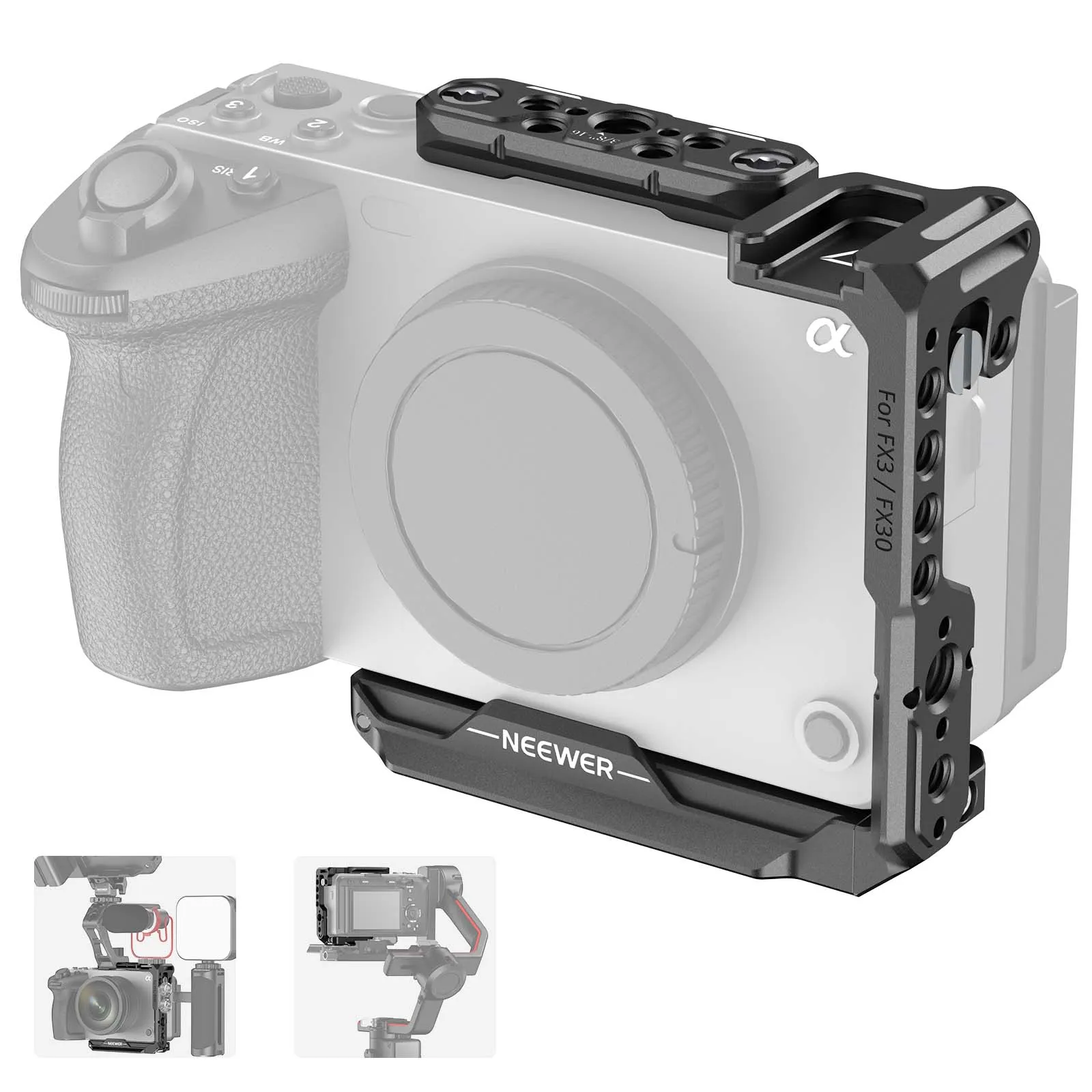 NEEWER CA046 Aluminum Alloy Half Camera Cage for Sony FX3/FX30