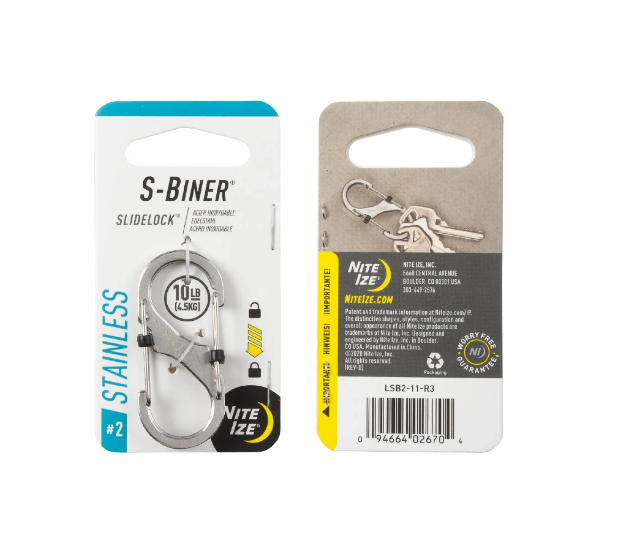 Nite Ize Stainless Steel S-Biner® SlideLock®  #2