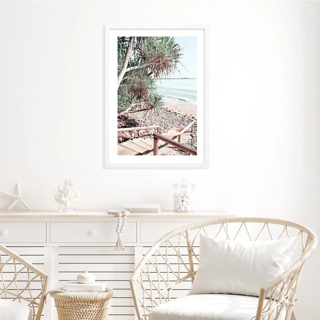 Noosaville Beach Stairs Wall Art Print