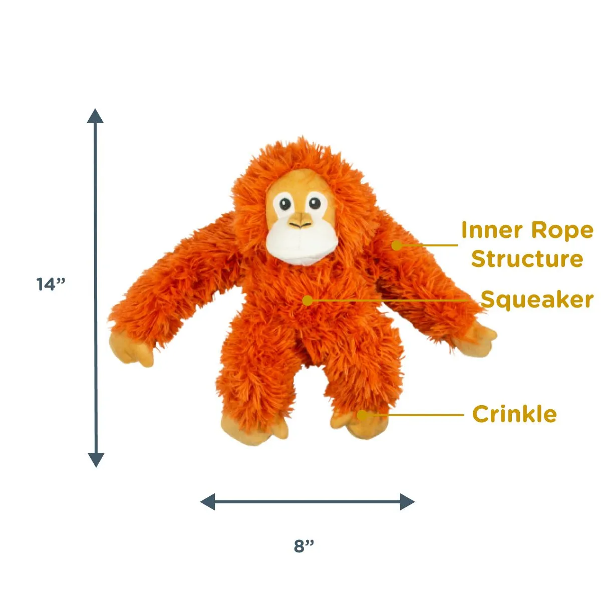 Orange Orangutan Dog Toy - 14"