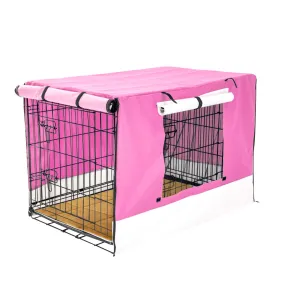 Paw Mate Wire Dog Cage Crate 42in with Tray   Cushion Mat   Pink Cover Combo