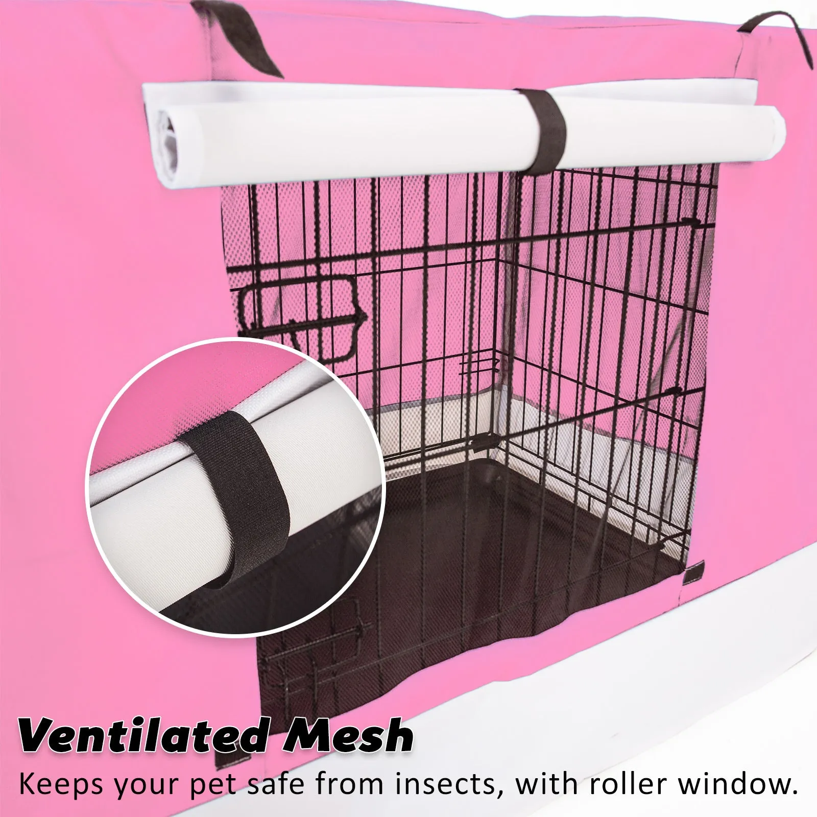 Paw Mate Wire Dog Cage Crate 42in with Tray   Cushion Mat   Pink Cover Combo