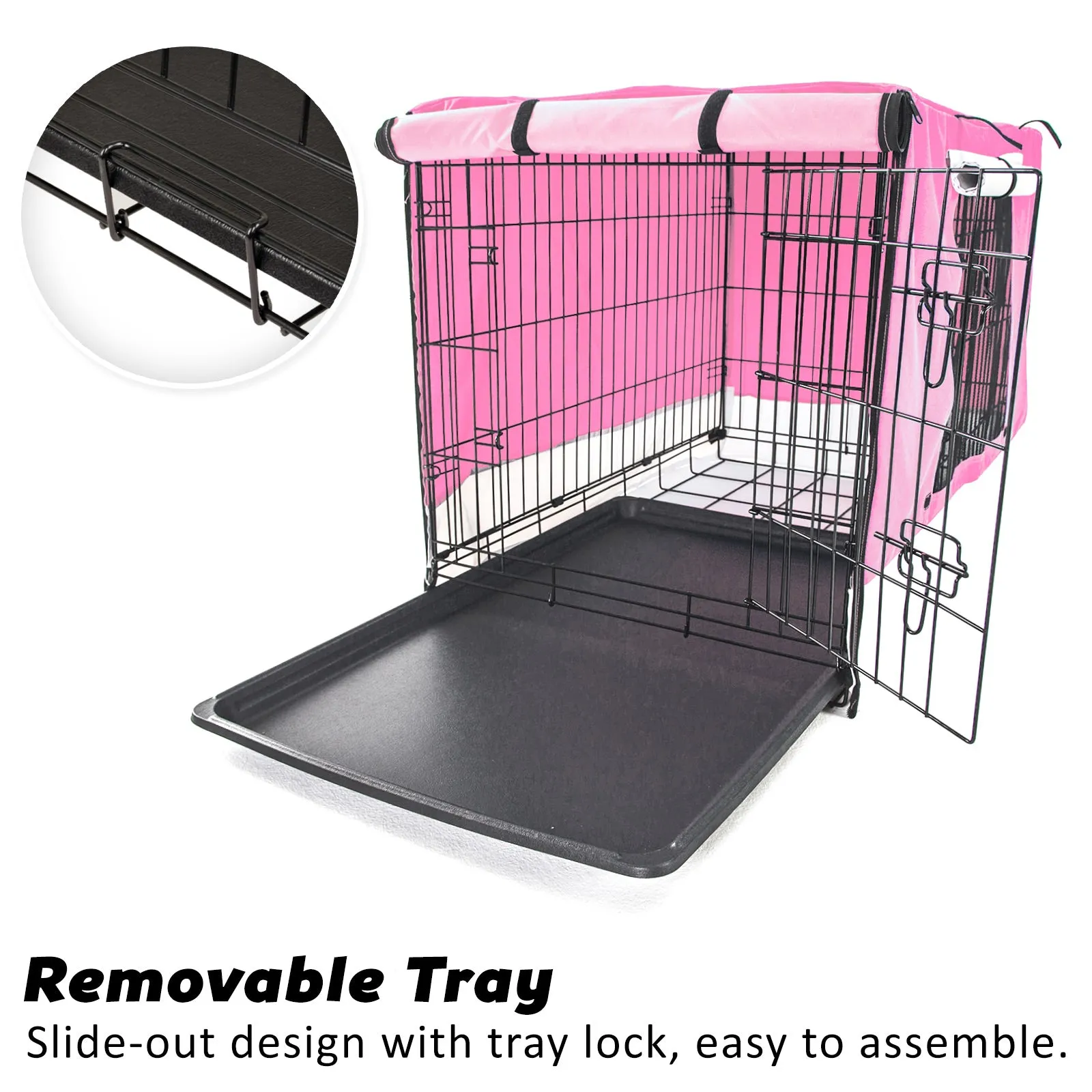 Paw Mate Wire Dog Cage Crate 42in with Tray   Cushion Mat   Pink Cover Combo