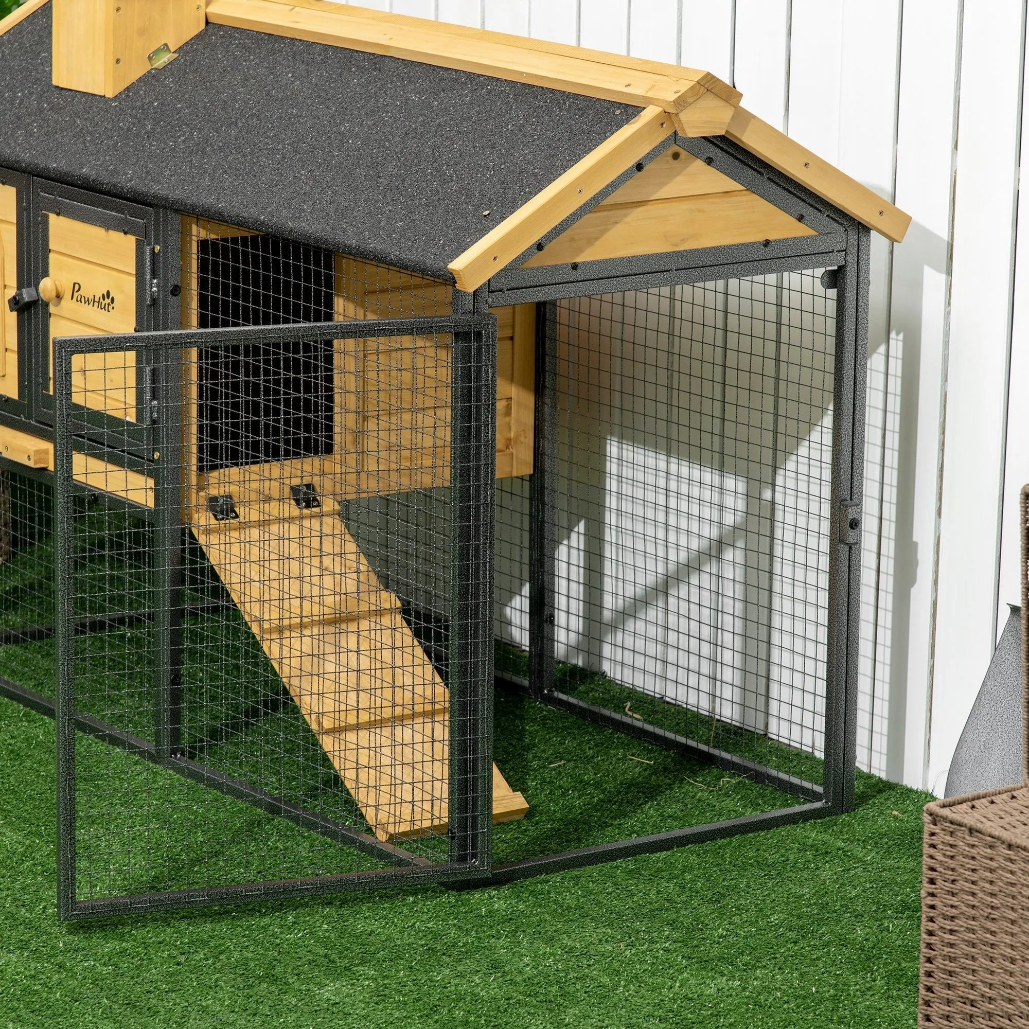 PawHut Rabbit Hutch Outdoor Bunny Cage with Run