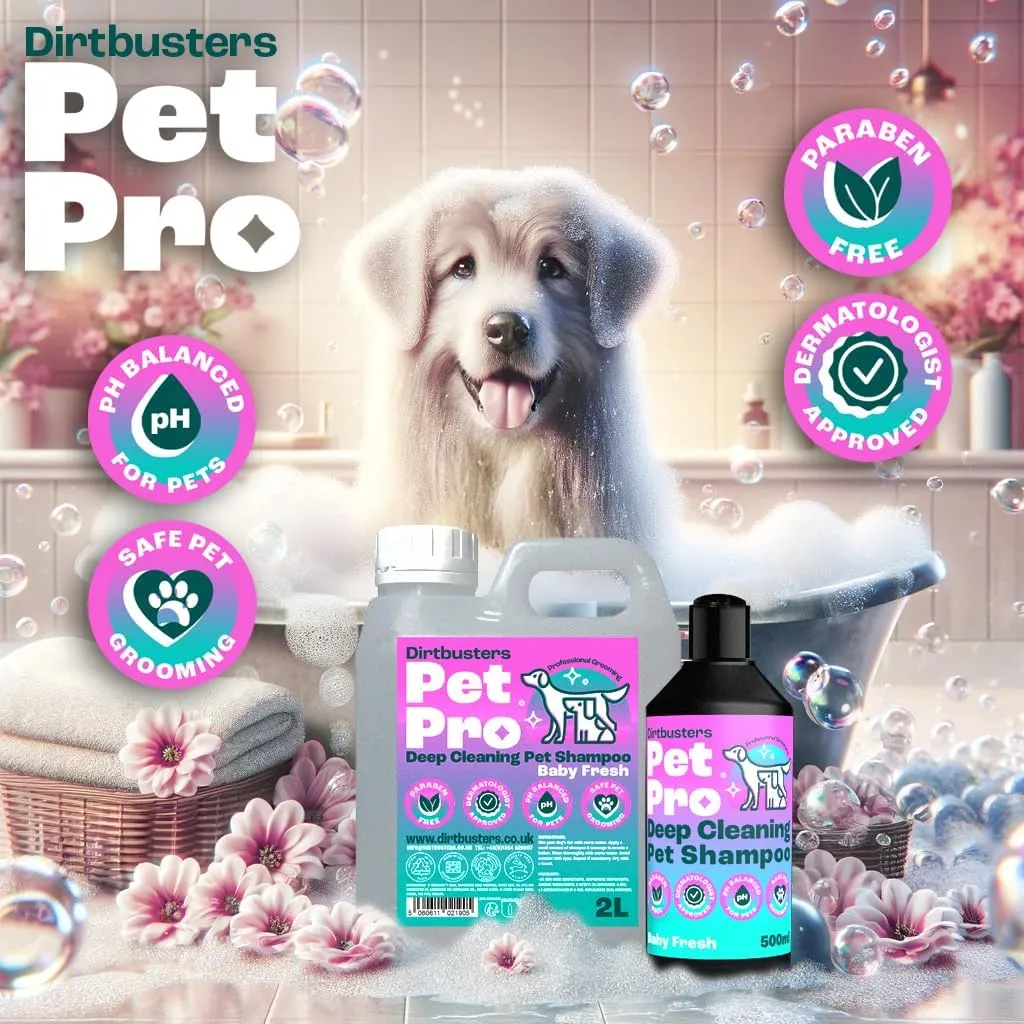 Pet Pro Dog Shampoo (500ml) Sensitive Skin, Deep Cleaning Professional Dog Grooming & Puppy Shampoo & Conditioner For Smelly Dogs, Baby Fresh