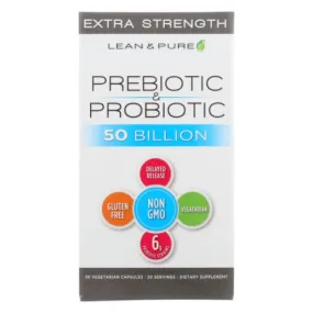 Prebiotic & Probiotic Extra Strength 30 Veg Caps By Lean & Pure