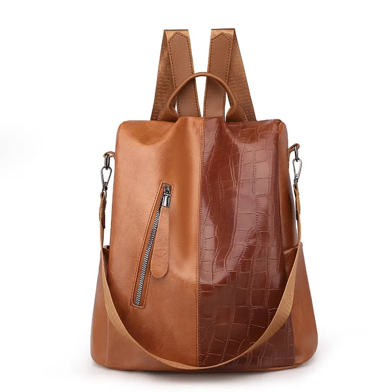 PU leather Women   Backpacks