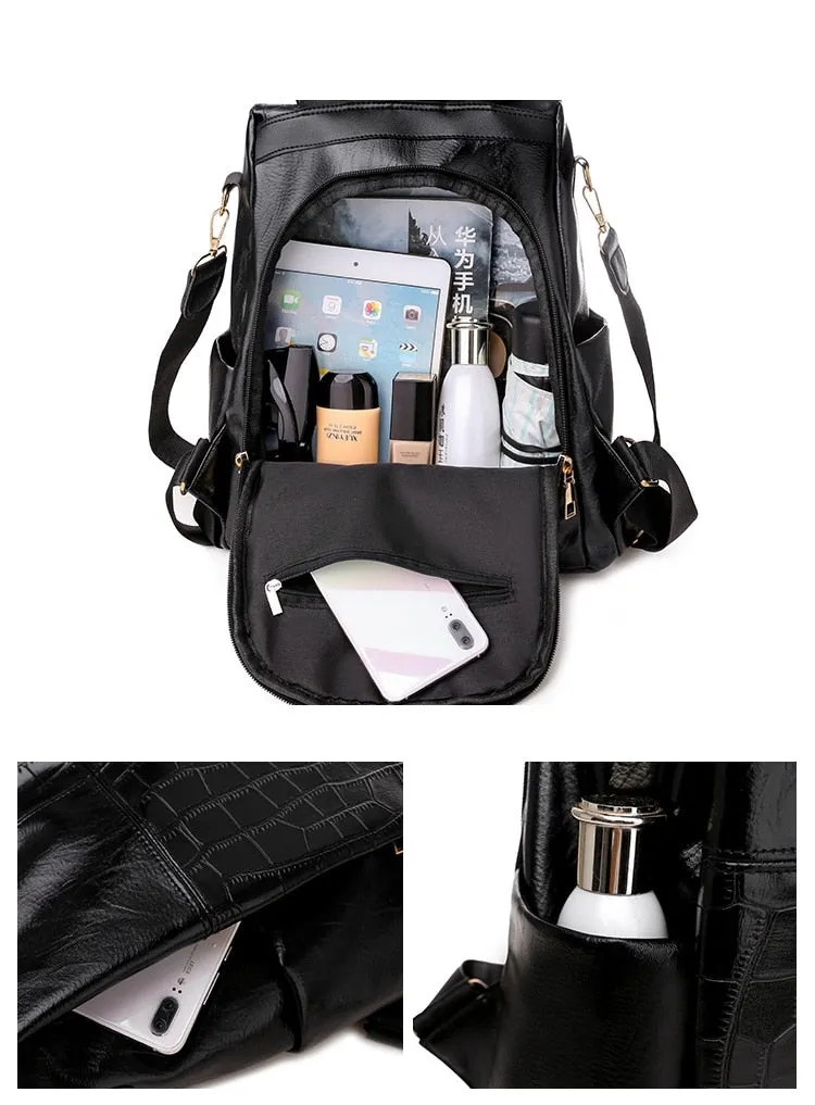 PU leather Women   Backpacks