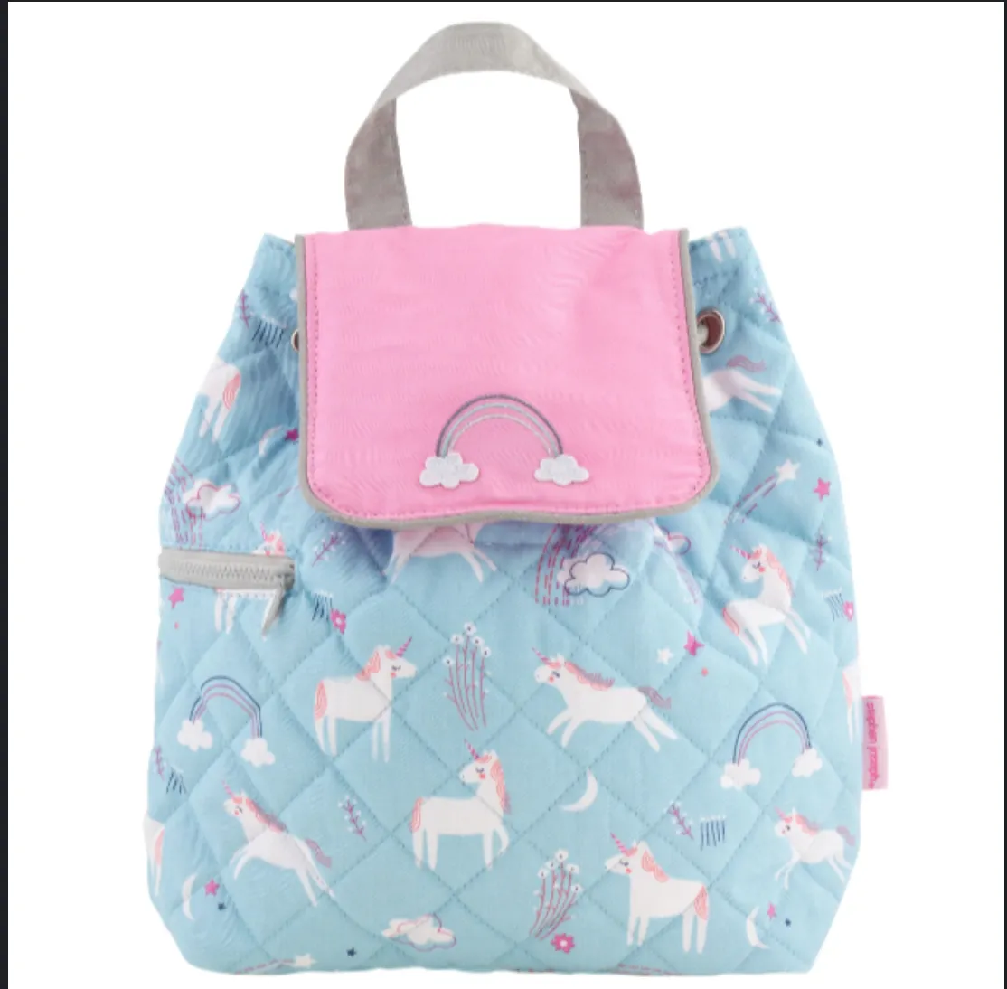 Stephen Joseph Quilted Backpack for Baby, Blue Unicorns