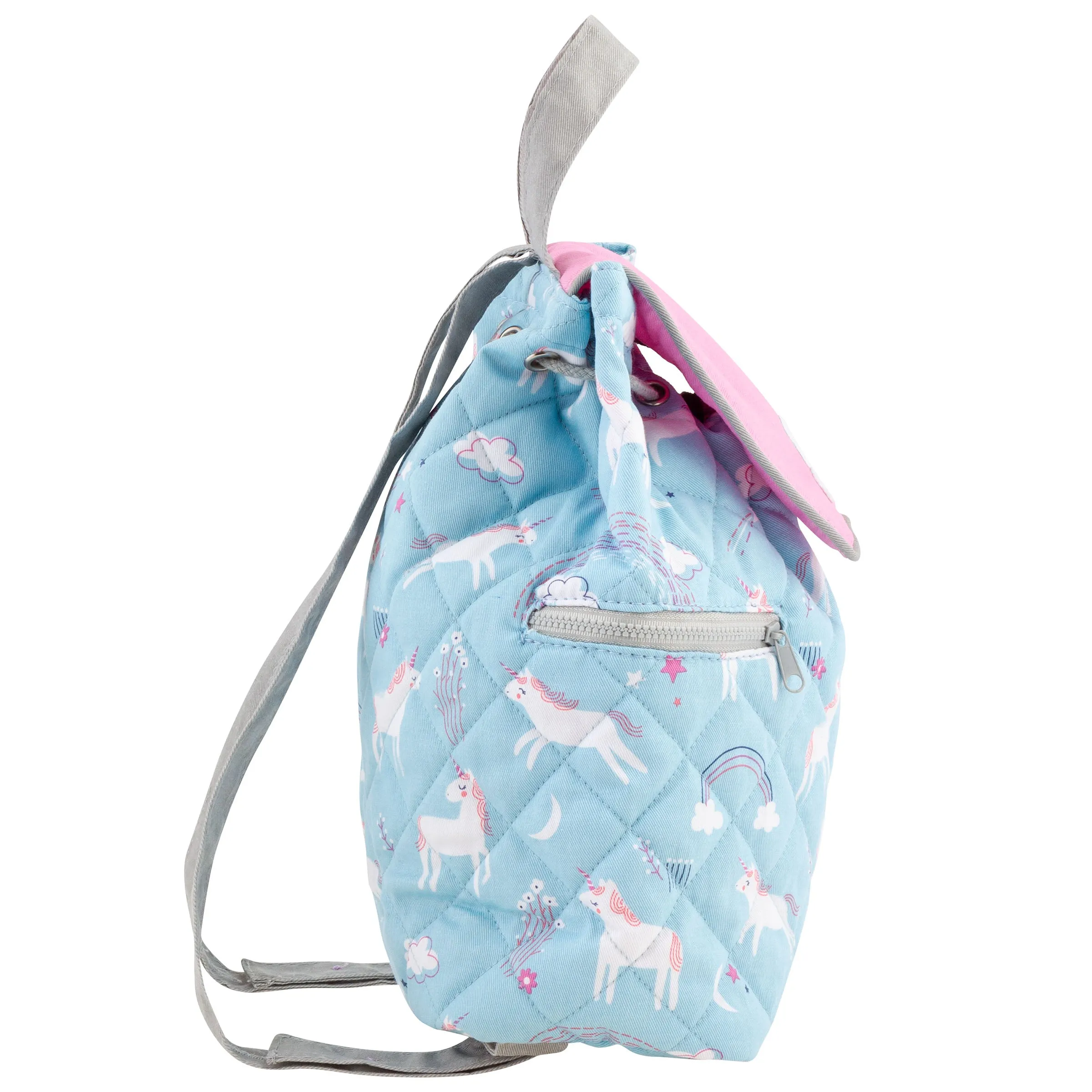 Stephen Joseph Quilted Backpack for Baby, Blue Unicorns