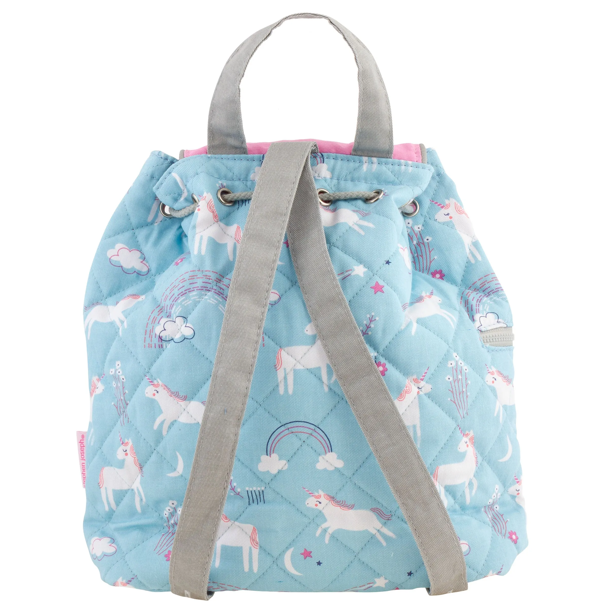 Stephen Joseph Quilted Backpack for Baby, Blue Unicorns