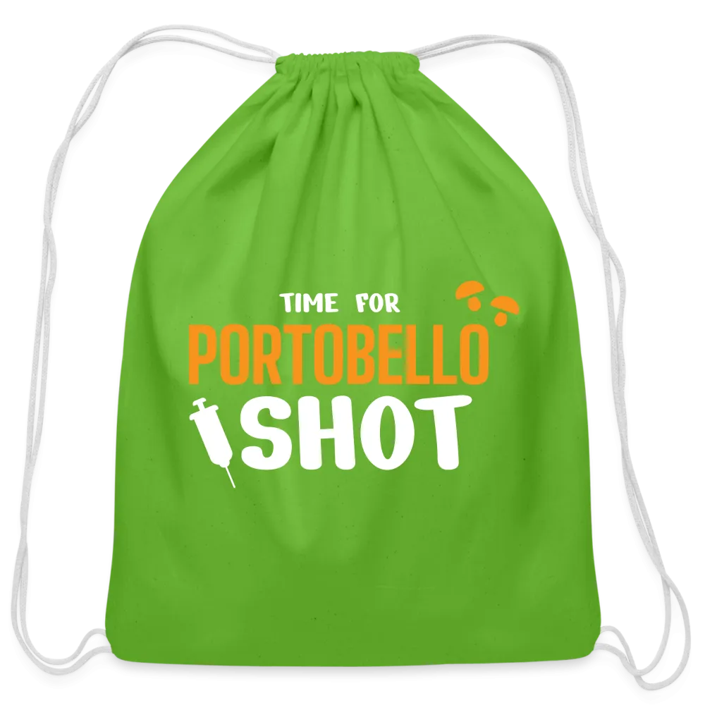 Time for Portobello shot Drawstring Bag