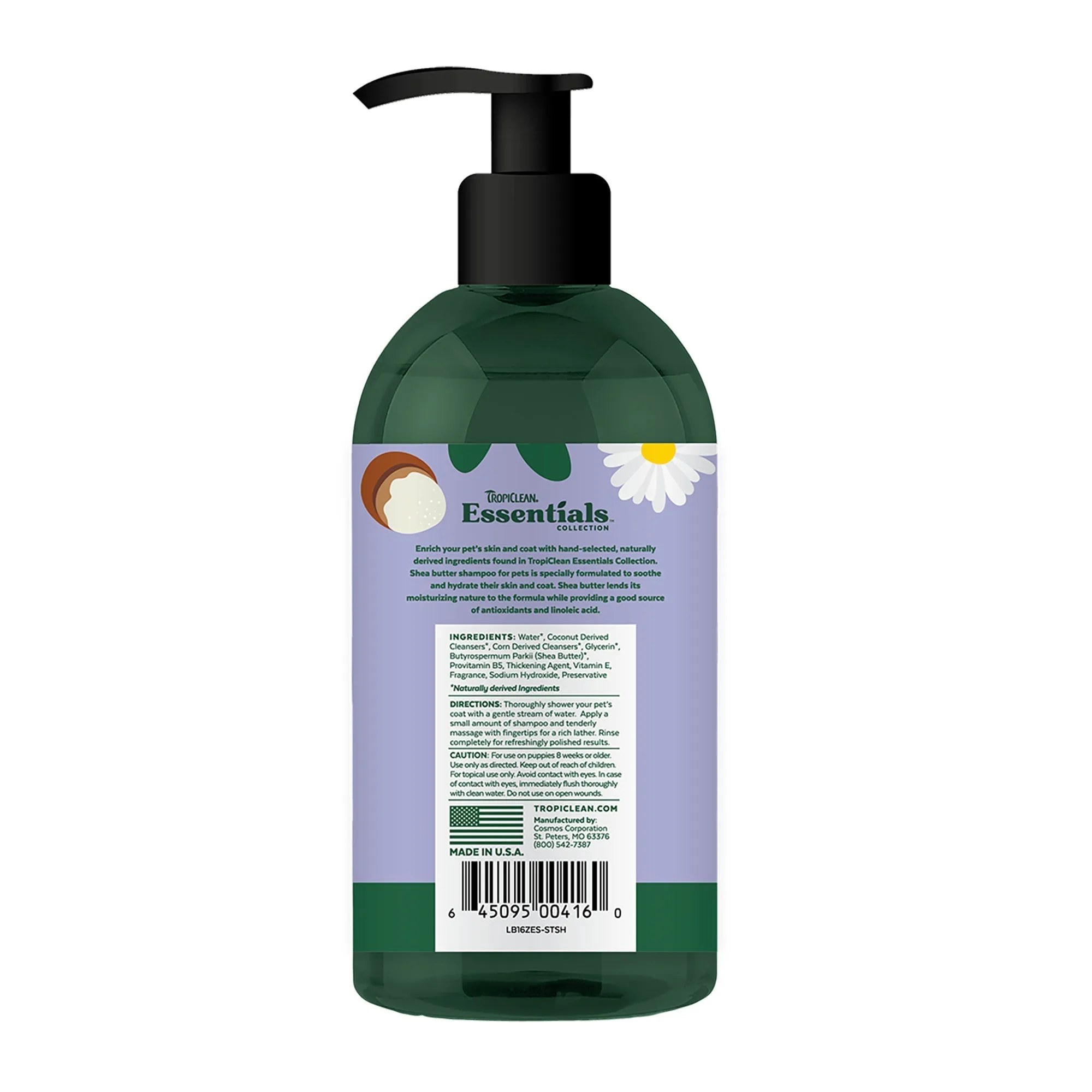 Tropiclean Essentials- Shea Butter Soothing Shampoo for Dogs, Puppies and Cats