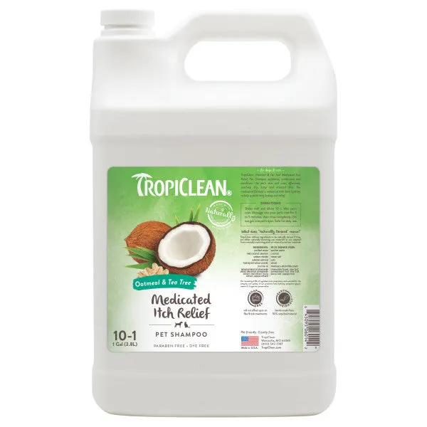 TropiClean Oatmeal & Tea Tree Medicated Itch Relief Shampoo for Pets