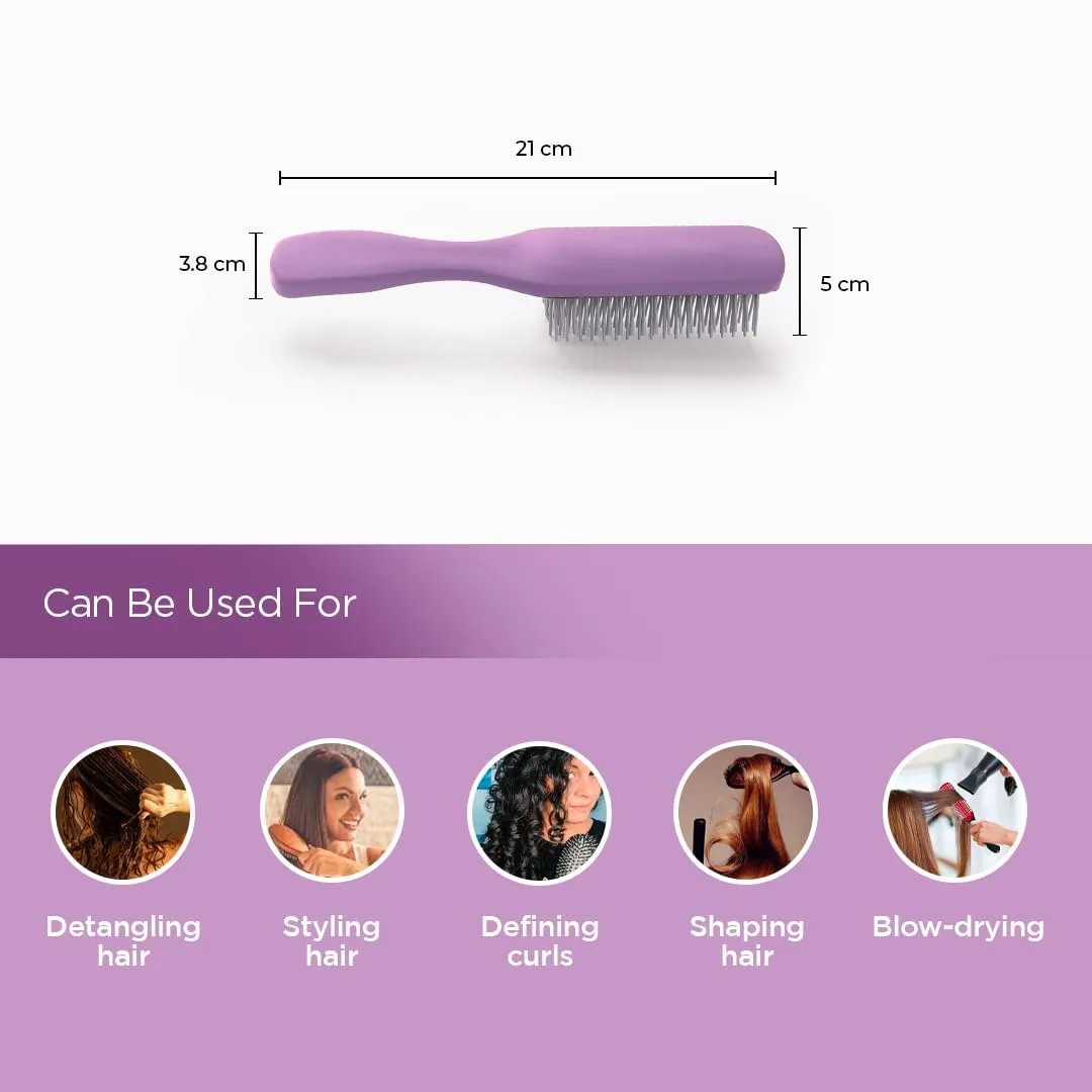 Urbane Home Hair Brush | Bristles Brush | Hair Brush with Paddle | Brush for Curly wavy Hairs | Suitable For All Hair Types | Hair Brush Styling Hair | 2 Piece | C19P.. | Purple