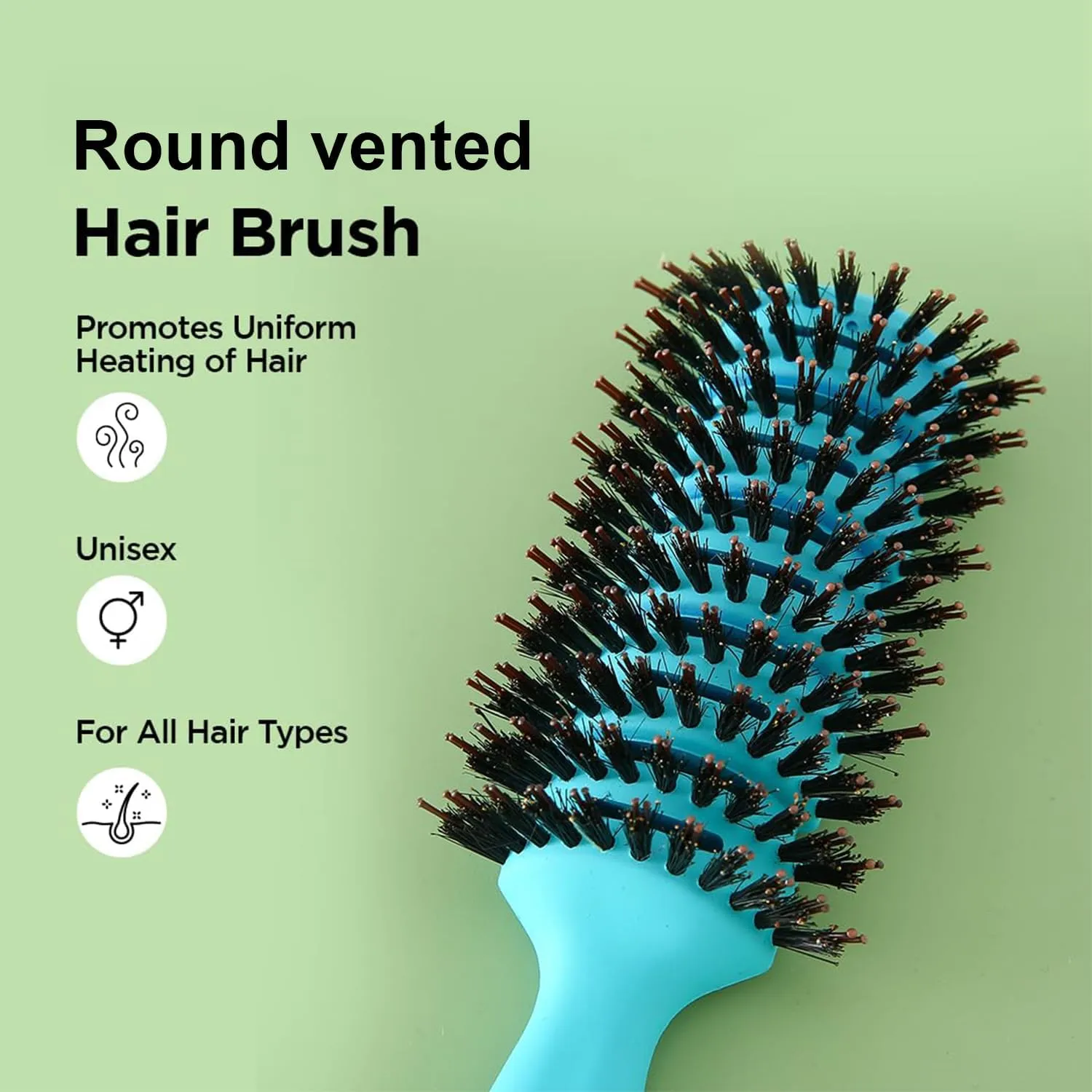 Urbane Home Hair Brush | Flexible Bristles Brush | Hair Brush with Paddle | Quick Drying Hair Brush | Suitable For All Hair Types | Round Vented Hair Brush | 3 Piece | C13-X-BLE | Blue