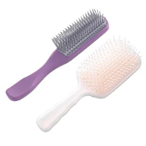 Urbane Home Hair Brush | Flexible Bristles Brush | Hair Brush with Paddle | Straightens & Detangles Hair Brush | Suitable For All Hair Types | Hair Brush Styling Hair | Set of 2 | Pink & Purple