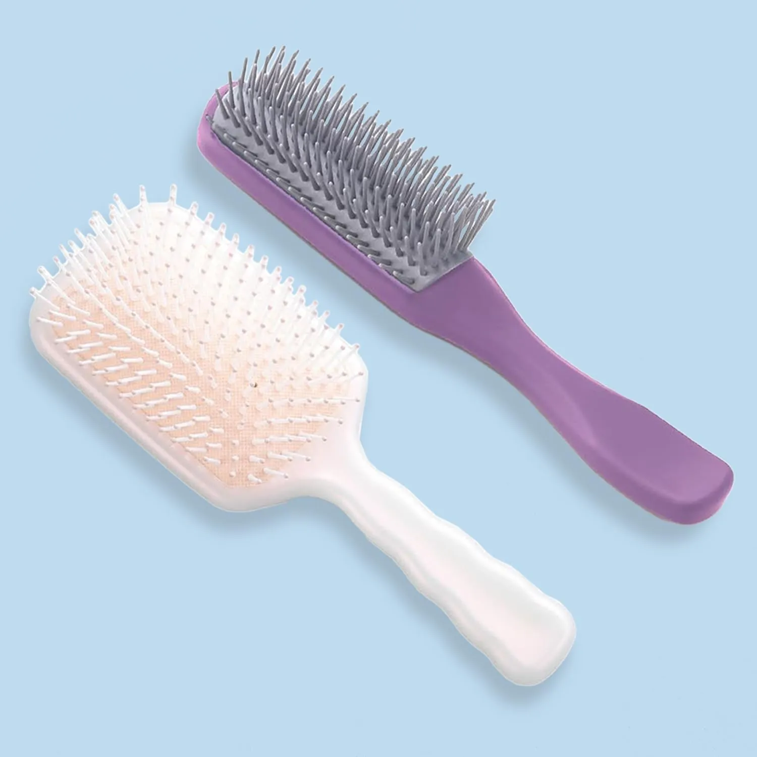 Urbane Home Hair Brush | Flexible Bristles Brush | Hair Brush with Paddle | Straightens & Detangles Hair Brush | Suitable For All Hair Types | Hair Brush Styling Hair | Set of 2 | Pink & Purple