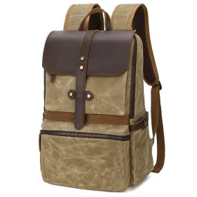 Waterproof Canvas & Leather Unisex Bag Backpack