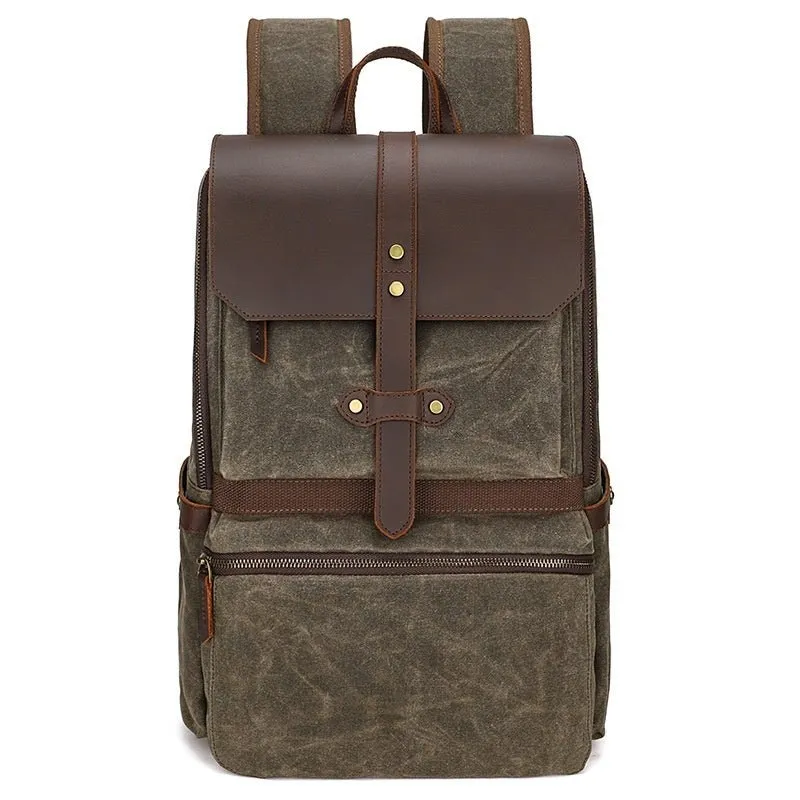 Waterproof Canvas & Leather Unisex Bag Backpack