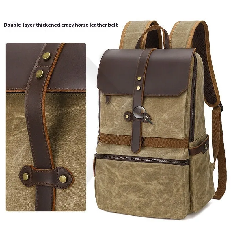 Waterproof Canvas & Leather Unisex Bag Backpack