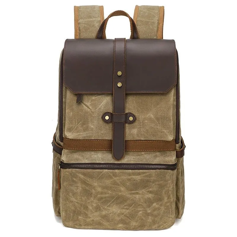 Waterproof Canvas & Leather Unisex Bag Backpack